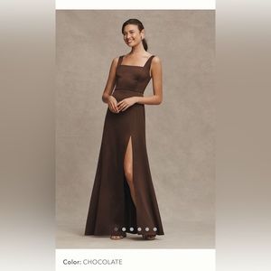 BHLDN Square-neck satin maxi dress S